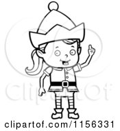 Cartoon Clipart Of A Black And White Elf Girl Vector Outlined Coloring Page