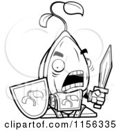 Cartoon Clipart Of A Black And White Knight Seed With A Sword And Shield Vector Outlined Coloring Page by Cory Thoman