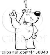 Poster, Art Print Of Black And White Creative Bear Character Standing And Thinking Up An Idea
