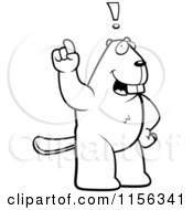 Cartoon Clipart Of A Black And White Beaver Expressing An Idea Vector Outlined Coloring Page