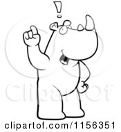 Cartoon Clipart Of A Black And White Rhino Exclaiming Vector Outlined Coloring Page