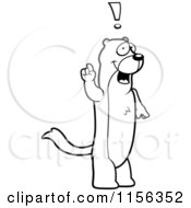 Cartoon Clipart Of A Black And White Weasel Exclaiming Vector Outlined Coloring Page