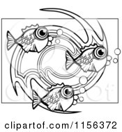 Poster, Art Print Of Black And White Circle Of Fish