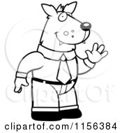 Cartoon Clipart Of A Black And White Business Wolf Man In A Suit Vector Outlined Coloring Page