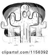 Cartoon Clipart Of A Black And White Cactus Vector Outlined Coloring Page by Cory Thoman