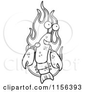 Poster, Art Print Of Black And White Hot Lobster Over Flames