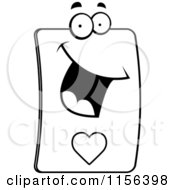 Cartoon Clipart Of A Black And White Happy Card Of Hearts Face Vector Outlined Coloring Page