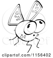 Cartoon Clipart Of A Black And White Fly Vector Outlined Coloring Page