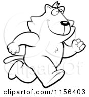 Cartoon Clipart Of A Black And White Running Cat Character Vector Outlined Coloring Page