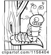 Cartoon Clipart Of A Black And White Caterpillar Vector Outlined Coloring Page