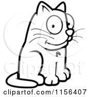 Poster, Art Print Of Black And White Happy Sitting Cat