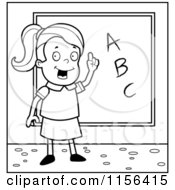Poster, Art Print Of Black And White Smart School Girl With Abcs On A Chalk Board
