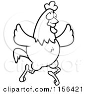 Poster, Art Print Of Black And White Crazy Chicken Running And Flapping Its Wings