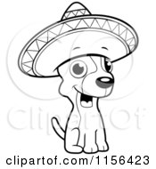 Poster, Art Print Of Black And White Chihuahua Sitting And Wearing A Sombrero