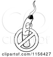 Cartoon Clipart Of A Black And White Pouting Cigarette In A Restriction Symbol Vector Outlined Coloring Page by Cory Thoman