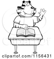 Poster, Art Print Of Black And White Tiger Student Raising His Hand At A Desk