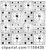 Poster, Art Print Of Black And White Background Pattern Of Clovers And Happy Shamrocks