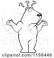 Cartoon Clipart Of A Black And White Confused Groundhog Shrugging Under Question Marks Vector Outlined Coloring Page by Cory Thoman