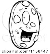 Cartoon Clipart Of A Black And White Happy Chocolate Chip Cookie Face Vector Outlined Coloring Page