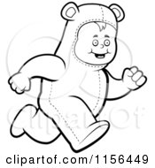 Poster, Art Print Of Black And White Kid Running In A Bear Costume