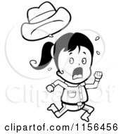 Poster, Art Print Of Black And White Running Little Cowgirl