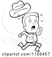 Poster, Art Print Of Black And White Sweaty Caucasian Cowboy Boy Character Running