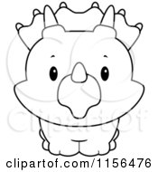 Poster, Art Print Of Black And White Baby Triceratops Smiling Upwards
