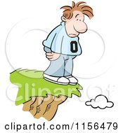Cartoon Of A Depressed Man On A Cliff Royalty Free Vector Illustration by Johnny Sajem