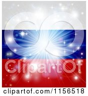 Clipart Of A Firework Burst Over A Russian Flag Royalty Free Vector Illustration by AtStockIllustration