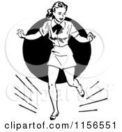 Clipart Of A Black And White Retro Woman Tap Dancing Royalty Free Vector Clipart by BestVector
