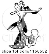 Clipart Of A Black And White Retro Couple Ballroom Dancing Royalty Free Vector Clipart by BestVector