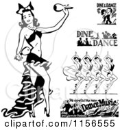 Clipart Of Black And White Retro Dancers Royalty Free Vector Clipart by BestVector