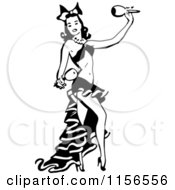 Poster, Art Print Of Black And White Retro Woman Dancing With Maracas