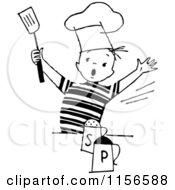 Black And White Retro Chef Boy With Salt And Pepper