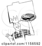 Poster, Art Print Of Black And White Retro Male Chef With Steak Over A Recipe Card