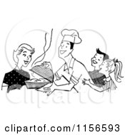 Poster, Art Print Of Black And White Retro Chef Dad Serving His Family