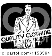 Clipart Of A Black And White Retro Mens Quality Clothing Sign Royalty Free Vector Clipart