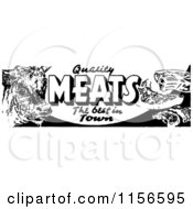 Clipart Of A Black And White Retro Meat Grocery Sign 2 Royalty Free Vector Clipart