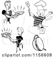 Poster, Art Print Of Black And White Retro Housewifes And Boy Cooking