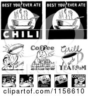 Poster, Art Print Of Black And White Retro Coffee And Food Signs
