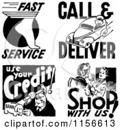 Poster, Art Print Of Black And White Retro Service People
