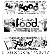 Poster, Art Print Of Black And White Retro Dining Food Borders