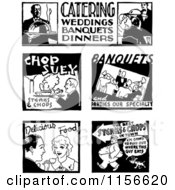 Poster, Art Print Of Black And White Retro Food Service Signs