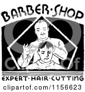 Poster, Art Print Of Black And White Retro Barber Shop Sign