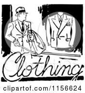 Clipart Of A Black And White Retro Mens Clothing Sign Royalty Free Vector Clipart by BestVector