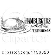 Poster, Art Print Of Black And White Retro Hamburger With All The Trimmings Menu Design