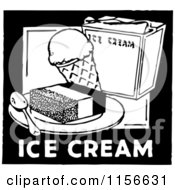 Poster, Art Print Of Black And White Retro Ice Cream Sign