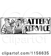 Poster, Art Print Of Black And White Retro Batteries Service Man