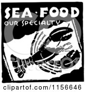 Poster, Art Print Of Black And White Retro Sea Food Our Specialty Lobster Sign