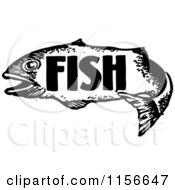 Poster, Art Print Of Black And White Retro Fish With Text